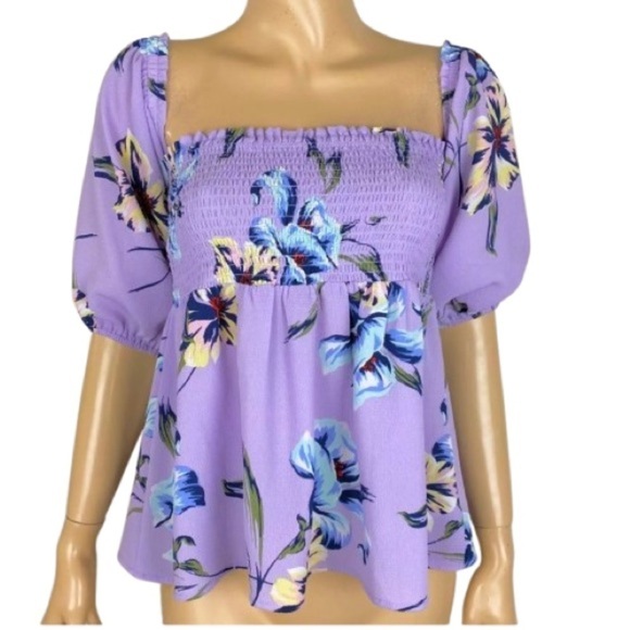 Lily White Tops - ❤️ LILY WHITE Beautiful Summer Purple Floral On Off Shoulder Women's small Top